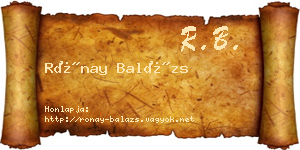 Rónay Balázs névjegykártya